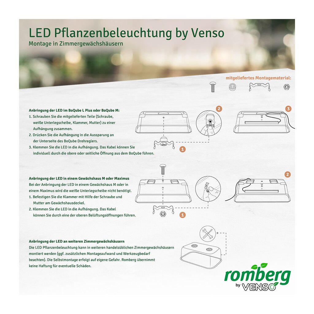 Romberg LED Pflanzenbeleuchtung, 20 cm, 5 Watt