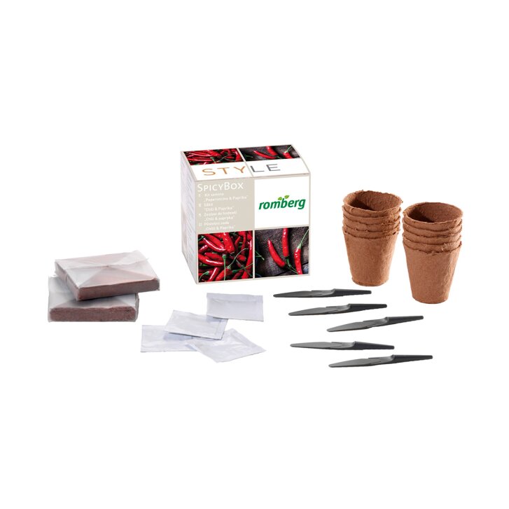 Romberg Spicy Box Cultivation Set "Chili & Paprika", seeds for 2x chilli + paprika each