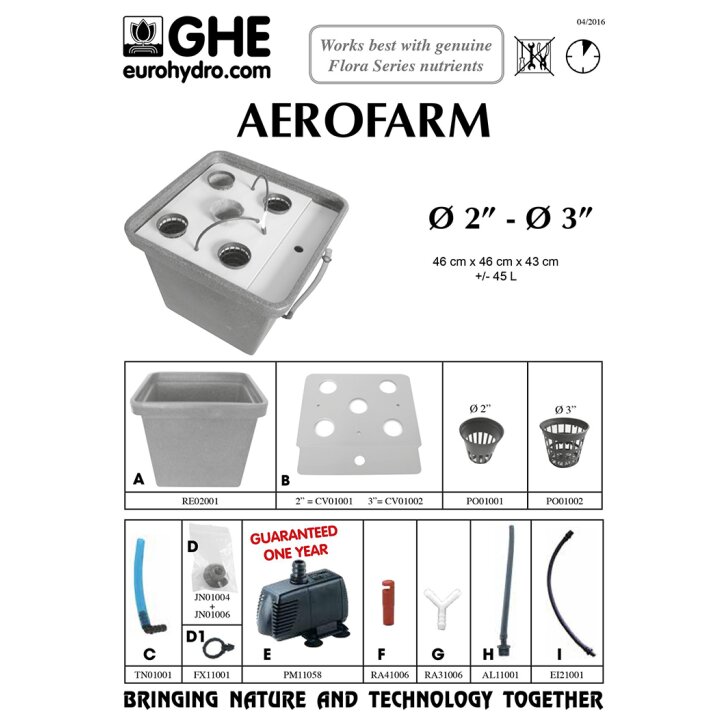 Terra Aquatica AeroFarm, aeroponisches System inkl. Pumpe, für substratfreien Anbau